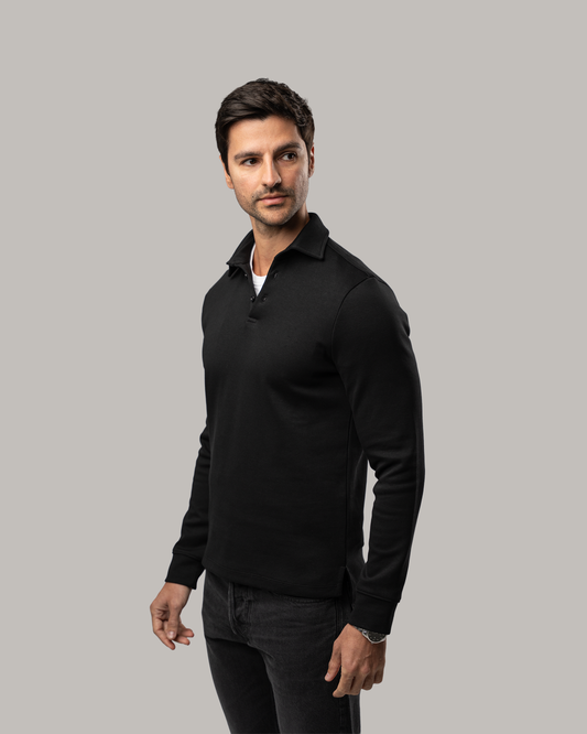 Long Sleeve Polo - Black