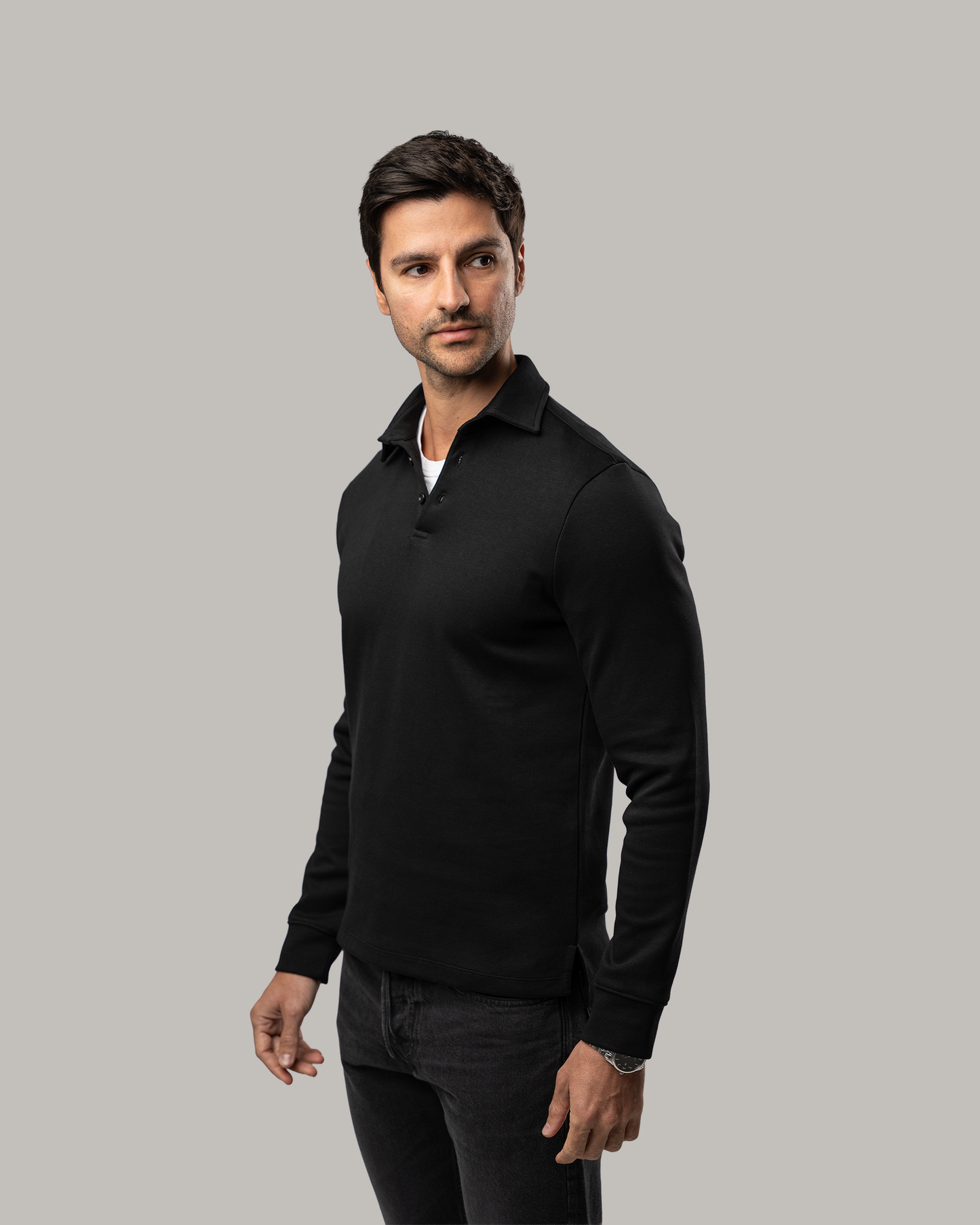 Long Sleeve Polo - Black