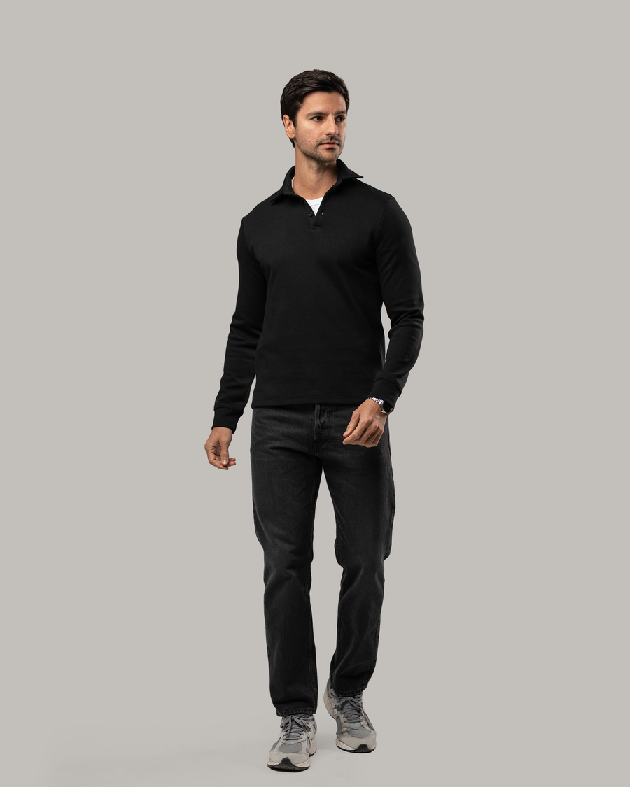 Long Sleeve Polo - Black