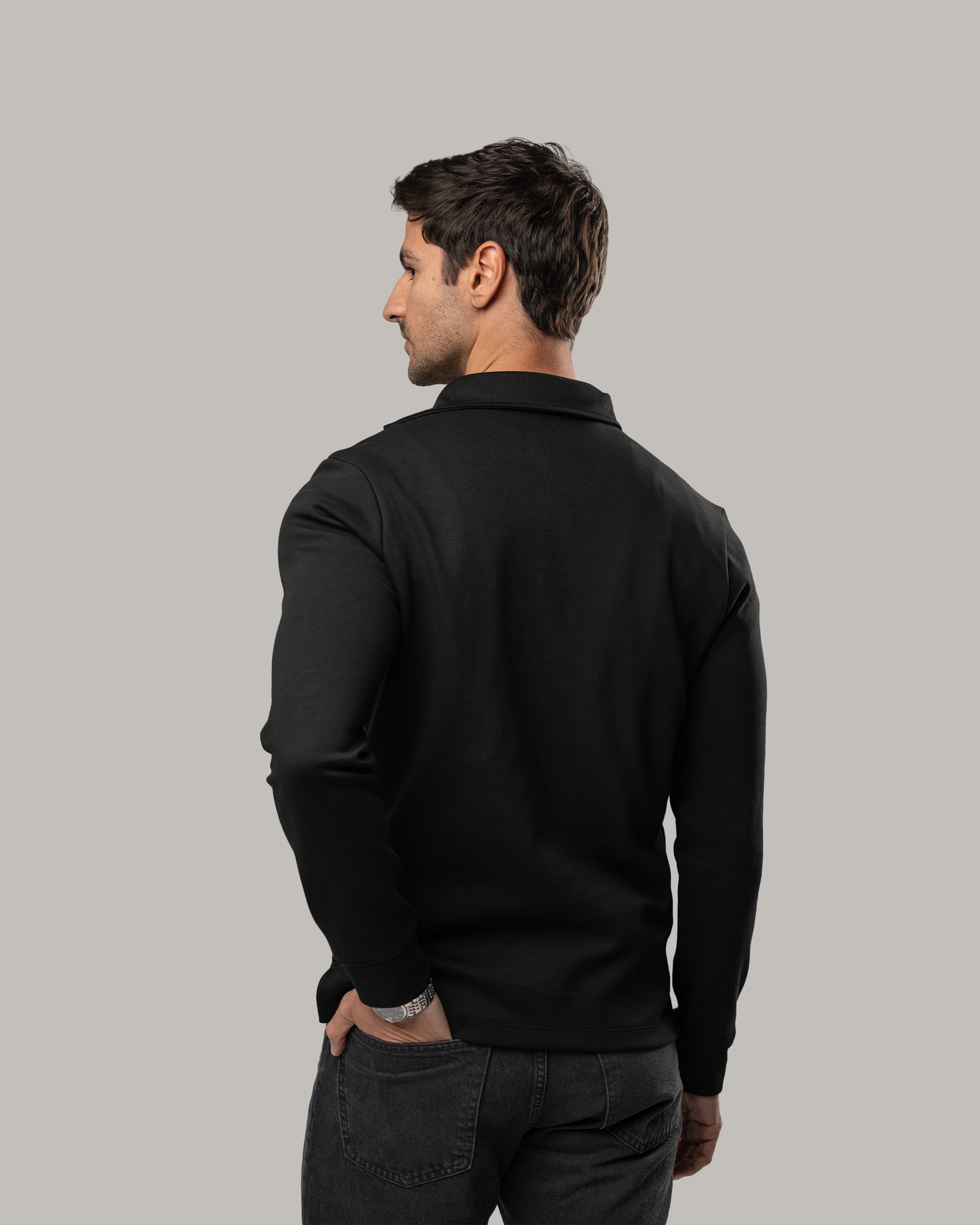 Long Sleeve Polo - Black
