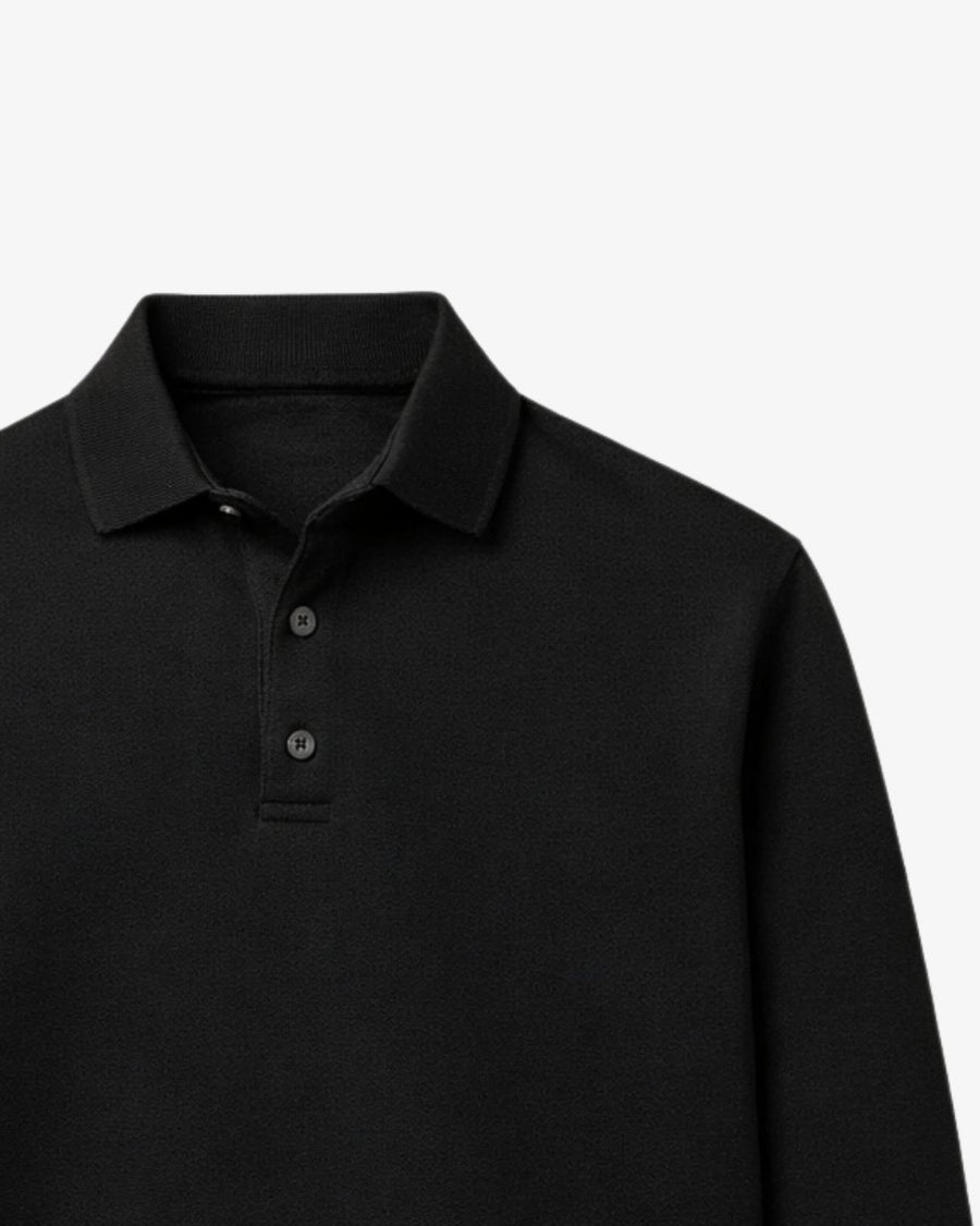 Long Sleeve Polo - Black