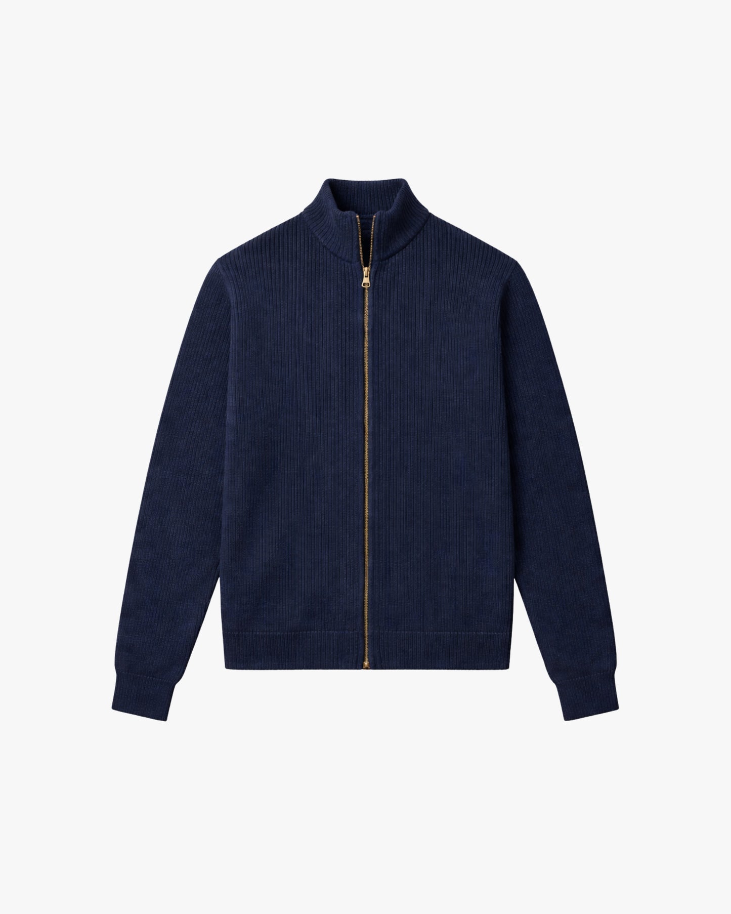 Knitted Zip Up Cardigan - Navy