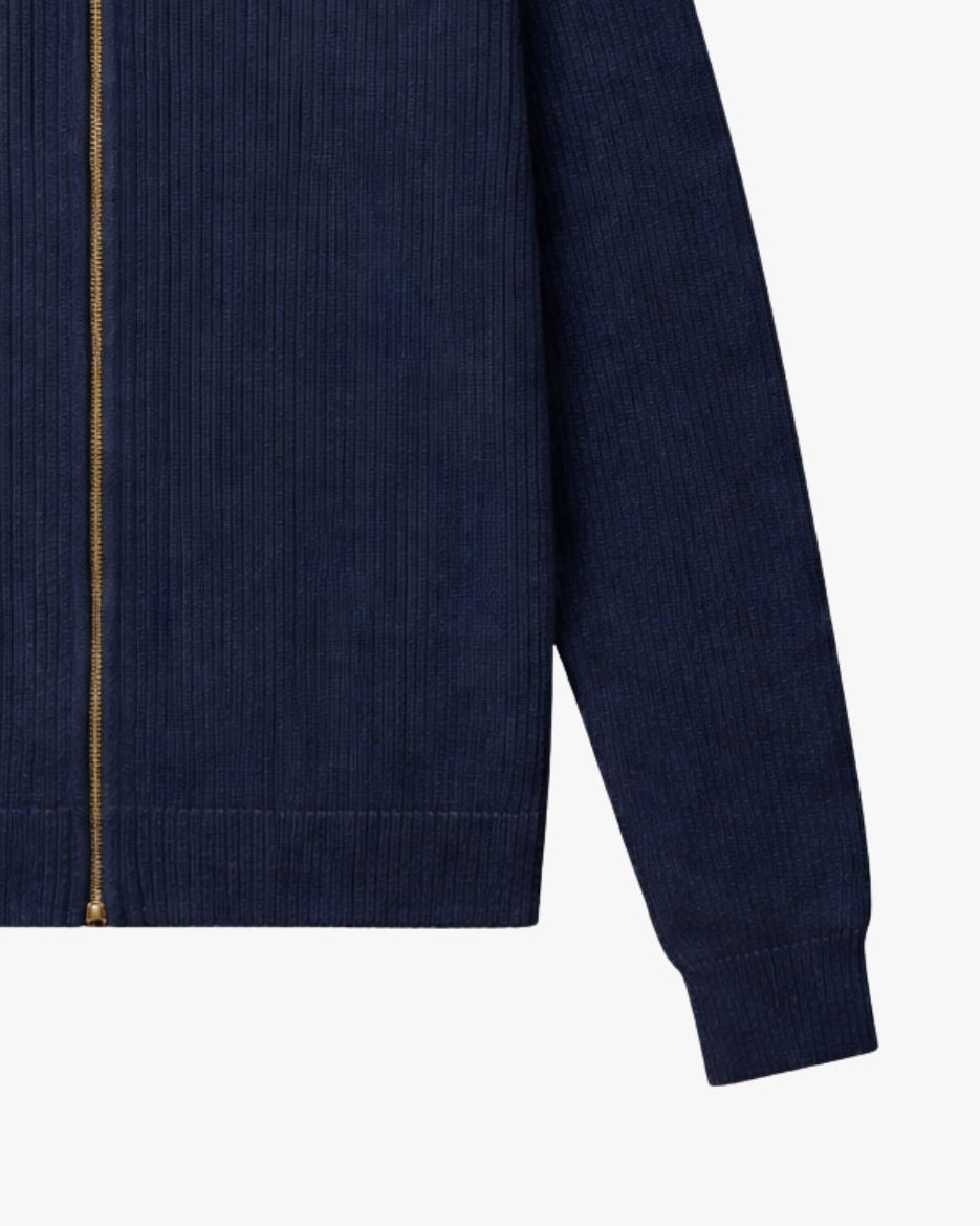 Knitted Zip Up Cardigan - Navy