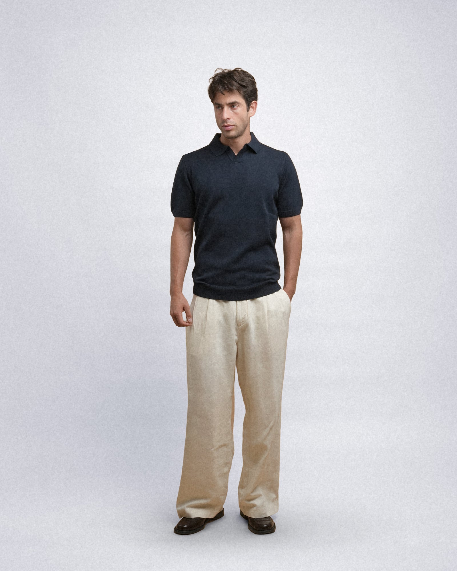 Knitted Polo - Navy