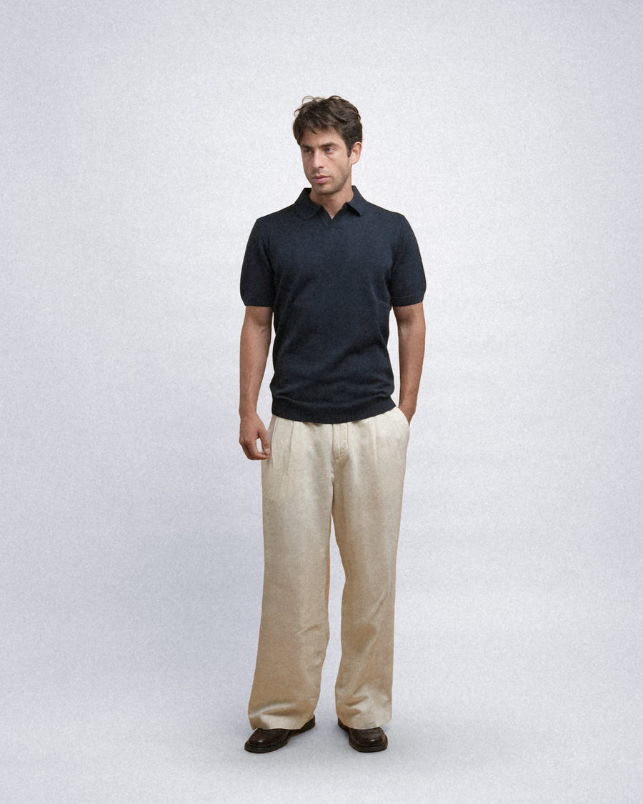 Knitted Polo - Navy