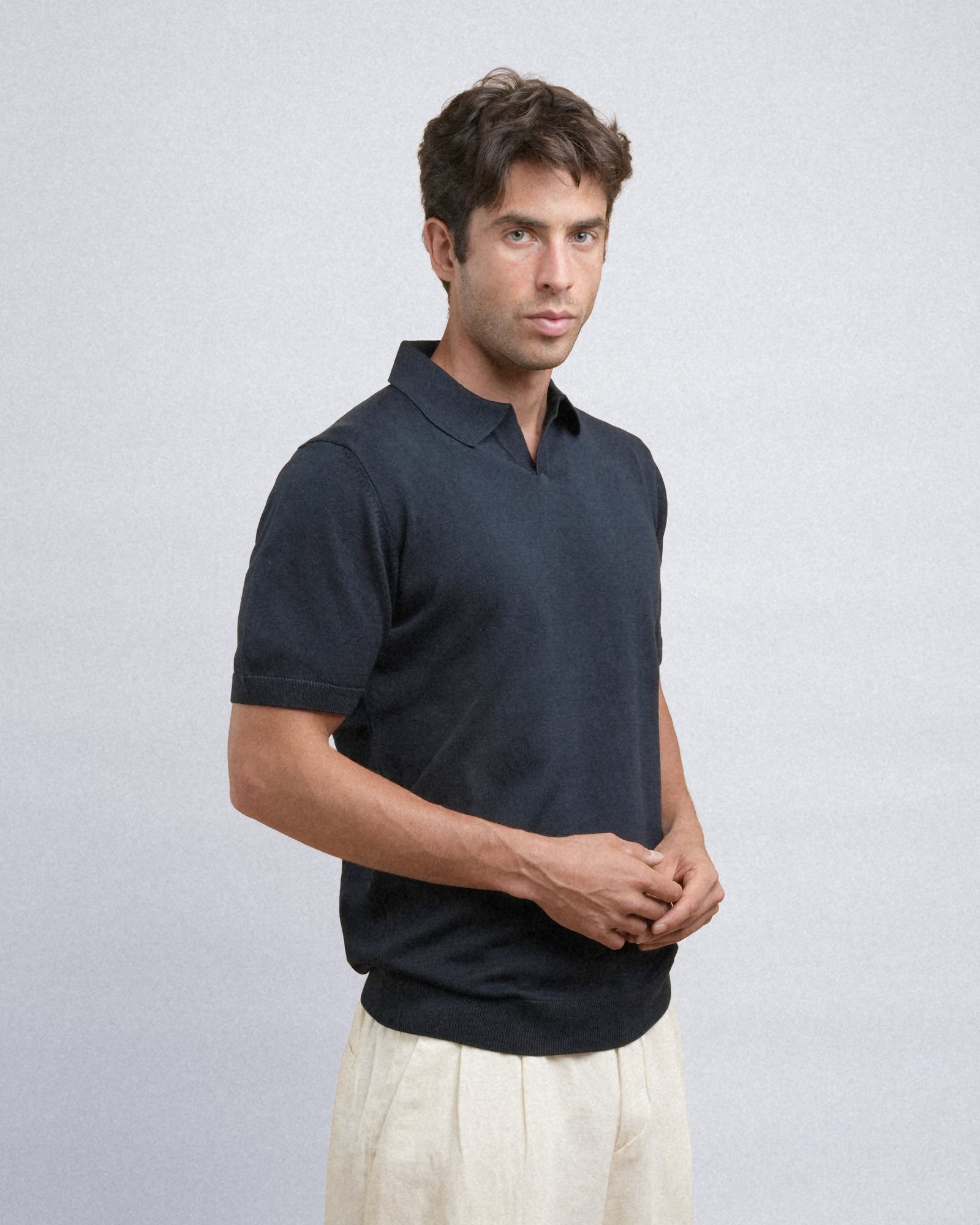 Knitted Polo - Navy
